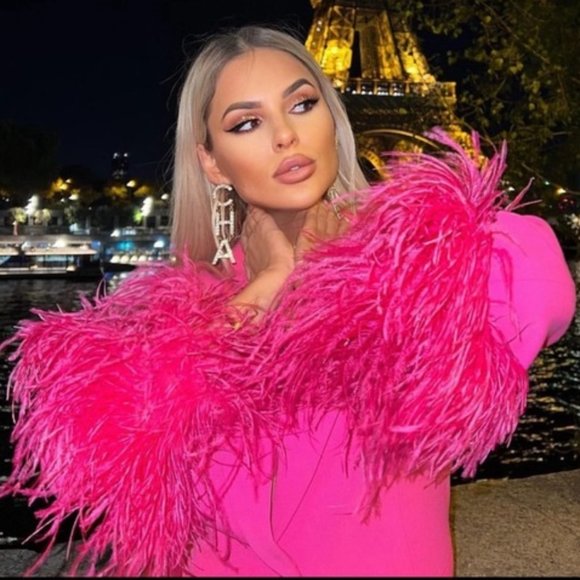 BLOGGER'S FAVE! Zara Feather Blazer Mid-Pink NWT - Picture 7 of 17